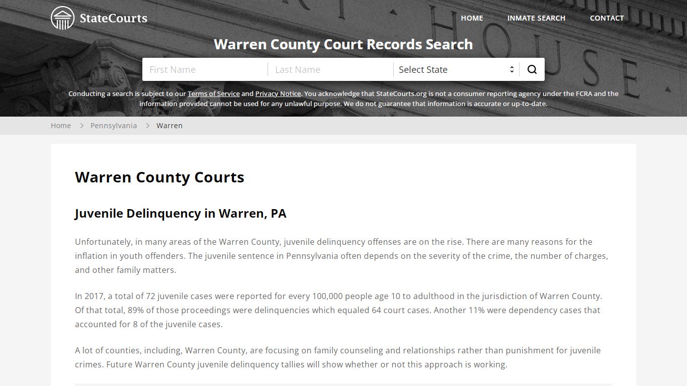 Warren County, PA Courts - Records & Cases - StateCourts
